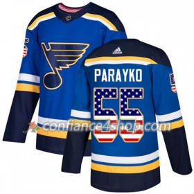 Adidas Maillot de Hockey St. Louis Blues Colton Parayko 55 2017-2018 Bleu USA Flag Fashion Authentic - Homme